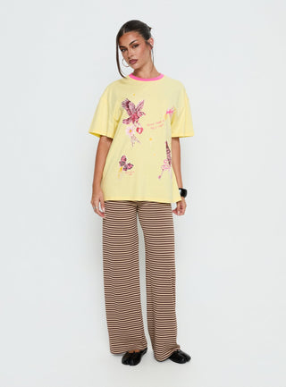 Wild Light Oversized Graphic Tee Yellow  Pink