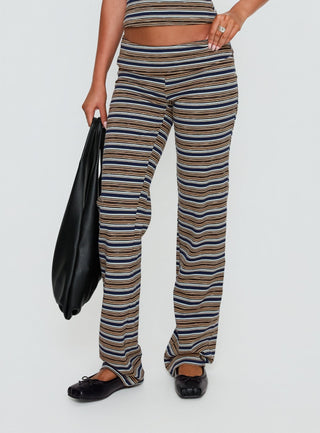 Manolo Foldover Pants Brown  Grey Stripe