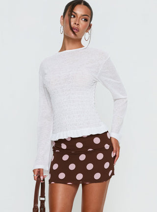 Adelaida Mini Skirt Brown  Pink Polka