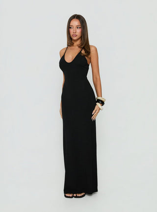 Pasita Halter Tie Up Maxi Dress Black