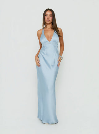 Odyssa Halter Maxi Dress Blue Slate