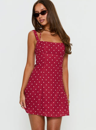 Kourtnae Halter Mini Dress Red Polka Dot