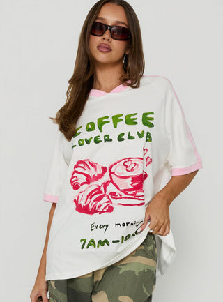 Coffee Lover Oversized Graphic Tee White / Multi