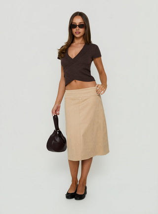 Camissa Knit Wrap Top Chocolate