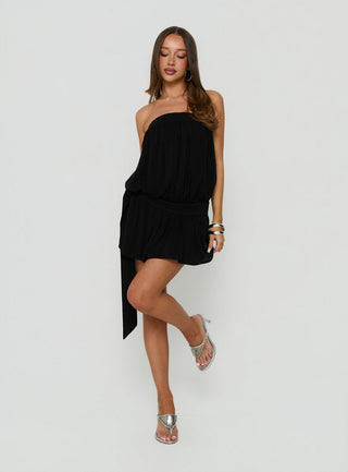 We Belong Together Strapless Blouson Mini Dress Black
