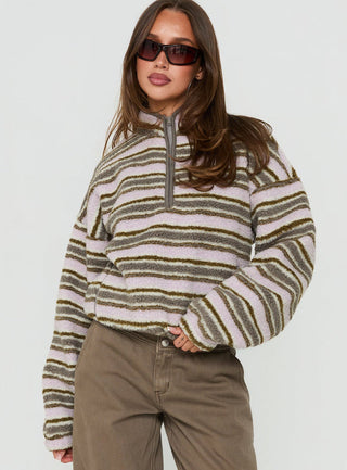 Quinee Polar Fleece Sweatshirt Pink Multi