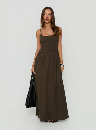 Magnolie Shirred Maxi Dress Green
