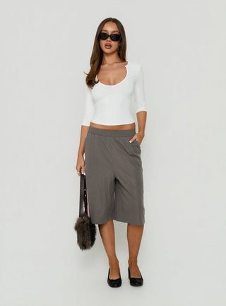 Daily Define Scoop Neckline 3/4 Sleeve Top White