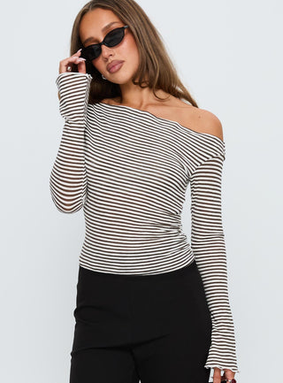 Synergies Long Sleeve Top Brown  White Stripe