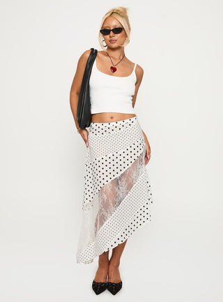 Rennar Maxi Skirt White  Polka Dot
