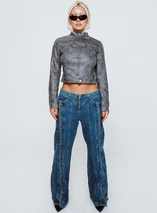 Day Dream Mid Rise Straight Leg Jeans Dark Blue Wash