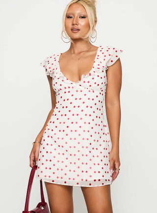 I Guess So Mini Dress White  Burgundy