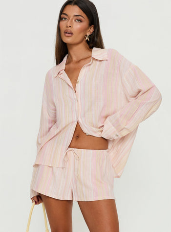Opheliah Drawstring Shorts Pink Stripe
