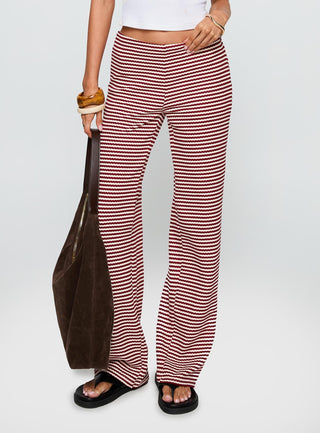 Next To Me Lounge Pant Red  White Stripe