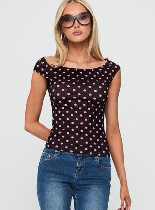 Cheirosa Off Shoulder Top Chocolate  Pink