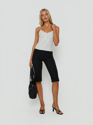 Dalanie Tie Strap Top White / Black Check