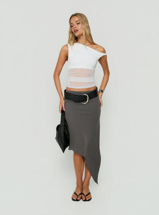 Aviza Asymmetrical Midi Skirt Grey