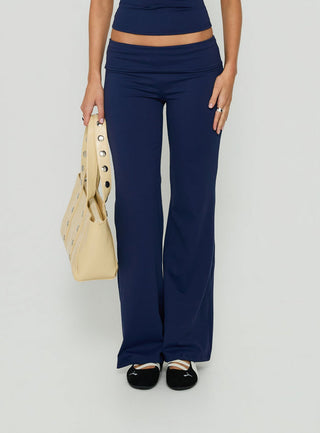 Daily Define Foldover Waist Pants Navy