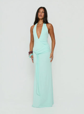 So Major Draped A-Line Maxi Dress Blue