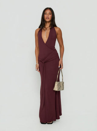 So Major Draped A-Line Maxi Dress Plum