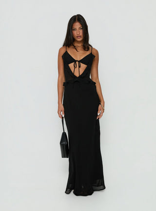 Isamia Frill Cutout Maxi Dress Black