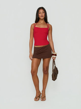 Antonita Structured Double Strap Top Red