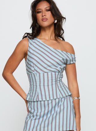 Del Rio Off The Shoulder Top Blue  Maroon