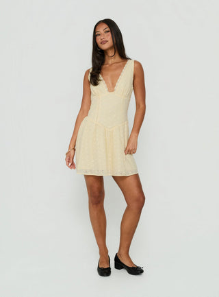 Thinking Bout You Lace Trim Sleeveless Mini Dress Butter