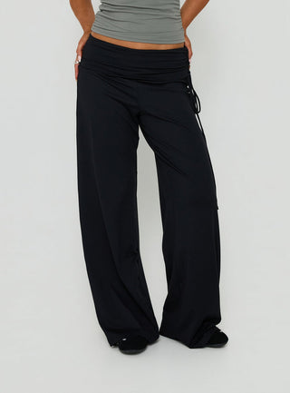 Daily Define Ruched Tie Side Pants Black