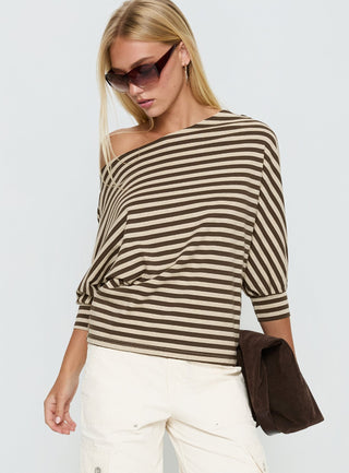 Keyes 34 Sleeve Off Shoulder Top Multi Stripe