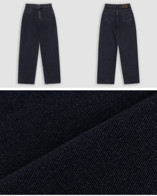 (basic/long) Fleece-lined wide-leg denim pants - 4 sizes