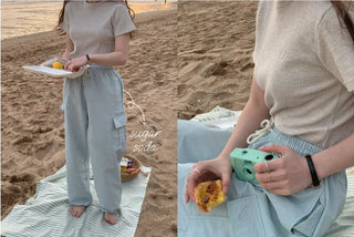 2-Way Wide Nylon Cargo Pants (5cm)
