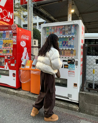 Glossy short-length down jacket