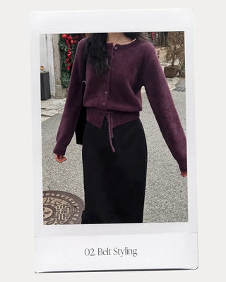 (4 colors) Ribbon Strap Fur Cardigan