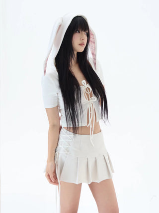 [EatmePlz] Strappy pleated short skirt