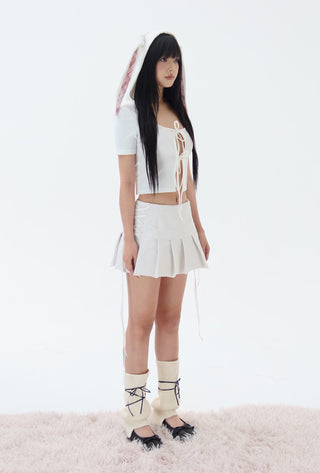 [EatmePlz] White Rabbit Loop Ear Tie Cardigan