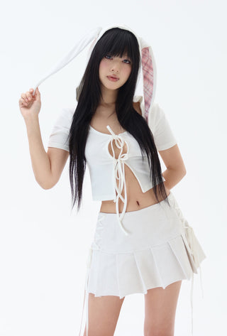 [EatmePlz] Strappy pleated short skirt