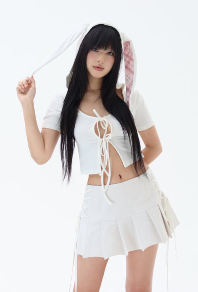[EatmePlz] Strappy pleated short skirt