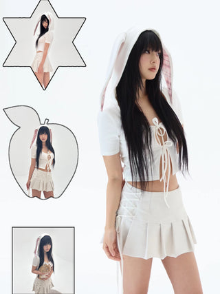 [EatmePlz] White Rabbit Loop Ear Tie Cardigan