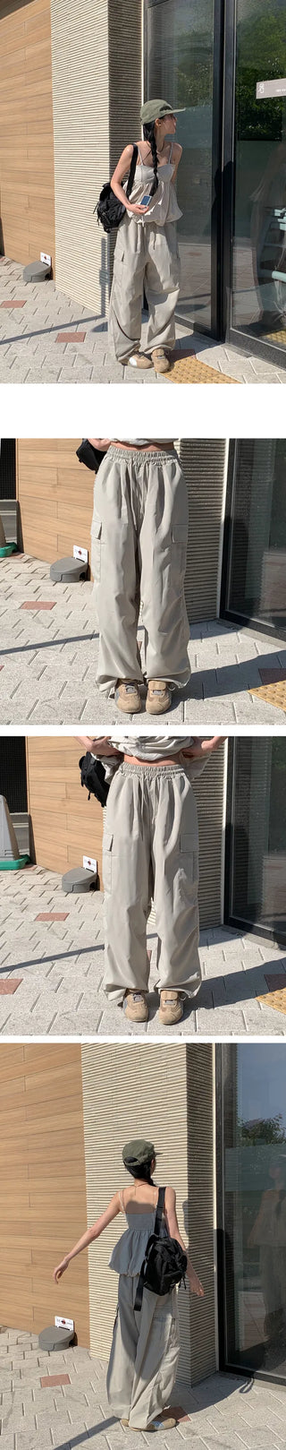Pocket Nylon Cargo Pintuck Pants - 8 Colors