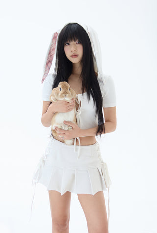 [EatmePlz] White Rabbit Loop Ear Tie Cardigan
