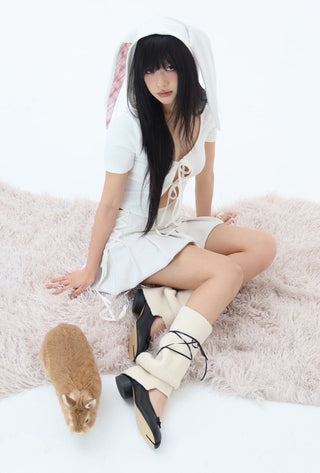 [EatmePlz] White Rabbit Loop Ear Tie Cardigan