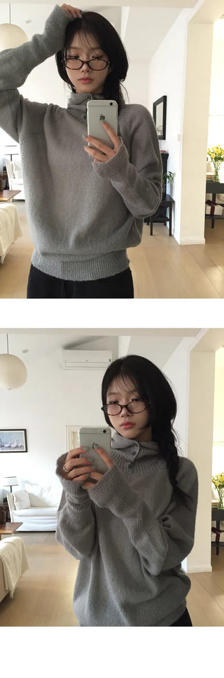 Balaclava Warmer High Neck Mohair Knitwear - 3 Colors