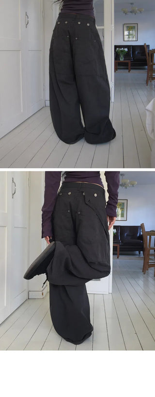4-button secret pocket wide pants - 4 colors
