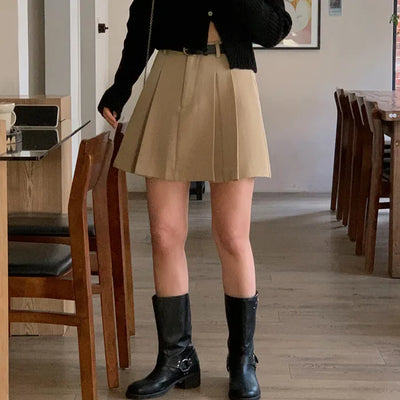[Belt Set] Pleated Mini Skirt
