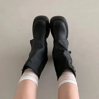 Buckle zip-up half warmer boots