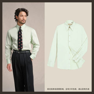 [CULTUM] 1930s Long Point Collar Cotton Shirt