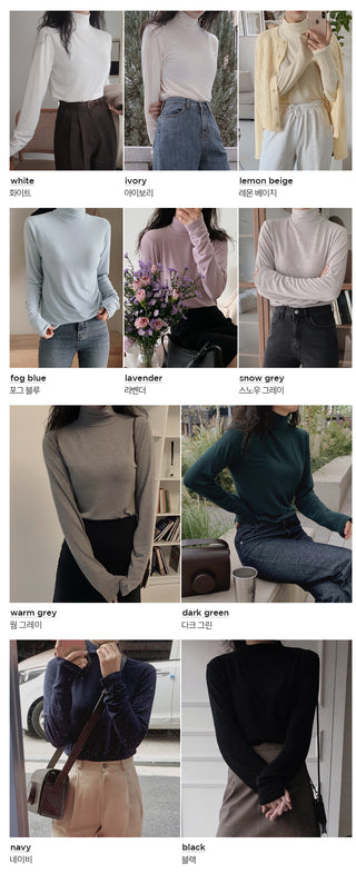 (Over 30,000 sold) Basic Turtleneck T-Shirt - 10 colors