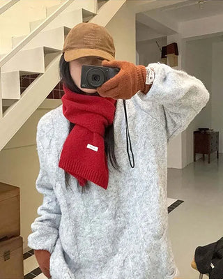 (11 colors) Soft wool knit long scarf