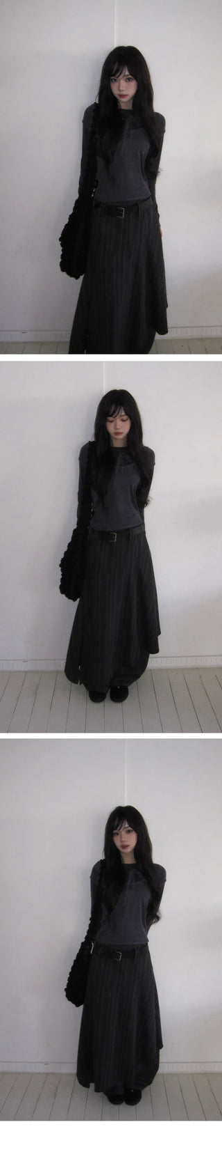 Belty Long Striped Team Skirt